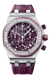 Audemars Piguet Royal Oak Offshore 37-26048SK.ZZ.D066CA.01 (Purple Rubber Strap, Méga Tapisserie Purple Dot Index Dial, Purple Rubber-clad Stainless Steel Diamond-set Bezel) (26048SK.ZZ.D066CA.01)