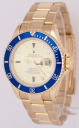 Rolex Submariner 40-16618 (Yellow Gold Oyster Bracelet, Champagne Diver Dial, Blue  Aluminum Bezel)