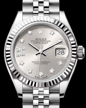 Rolex Lady-Datejust 28-279174 (Oystersteel Jubilee Bracelet, Gold Diamond IX-set Silver Dial, Fluted Bezel)