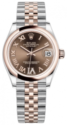 Rolex Datejust 31-278241 (Everose Rolesor Jubilee Bracelet, VI Diamond-set Chocolate Dial, Domed Bezel)