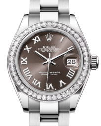 Rolex Lady-Datejust 28-279384RBR (Oystersteel Oyster Bracelet, Dark-grey Roman Dial, Diamond Bezel) (m279384rbr-0016)