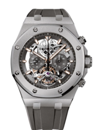 Audemars Piguet Royal Oak 44-26347TI.GG.D004CA.01 (Grey Rubber Strap, Transparent Sapphire Openworked Index Dial, Frosted Titanium Bezel) (26347TI.GG.D004CA.01)