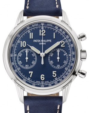 Patek Philippe Complications 41-5172G-001 (Navy-blue Calfskin Strap, Blue Varnished Tachymeter/Arabic Dial, White Gold Smooth Bezel)