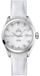 Omega Seamaster Aqua Terra 150M 34-231.13.34.20.55.001 (White Alligator Leather Strap, Vertical-teak Silver-toned Index Dial, Stainless Steel Bezel) (Omega 231.13.34.20.55.001)