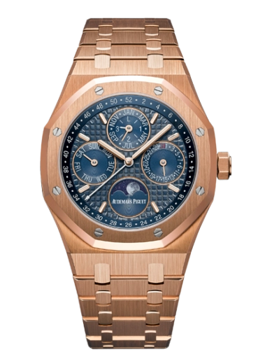 Audemars Piguet Royal Oak 41-26574OR.OO.1220OR.02 (Pink Gold Bracelet, Grande Tapisserie Blue Index Dial, Pink Gold Smooth Bezel)