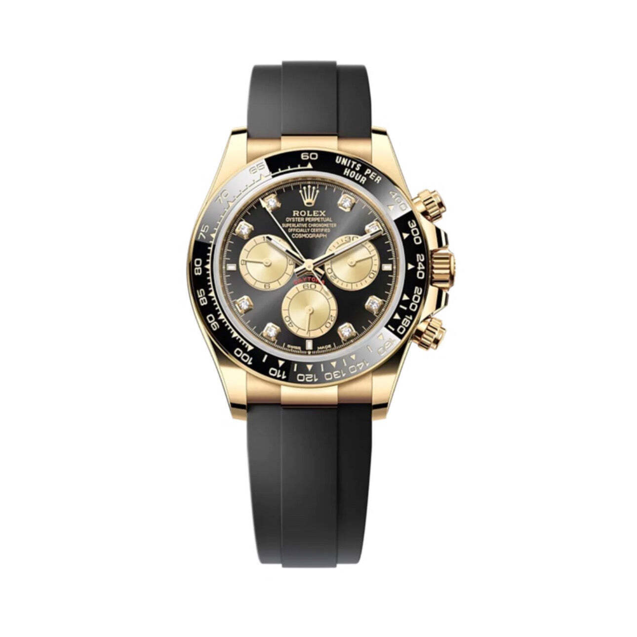 Rolex Daytona 126518 LN (Black Rubber Bracelet, Black Dial, Gold Subdials)