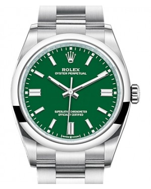Rolex Oyster Perpetual 36-126000 (Oystersteel Oyster Bracelet, Green Index Dial, Domed Bezel)