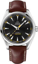 Omega Seamaster Aqua Terra 150M 41.5-231.12.42.21.01.001 (Brown Leather Strap, Vertical-teak Yellow-lacquered Black Index Dial, Stainless Steel Bezel) (Omega 231.12.42.21.01.001)