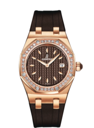 Audemars Piguet Royal Oak 33-67601OR.ZZ.D080CA.01 (Brown Rubber Strap, Grande Tapisserie Brown Index Dial, Pink Gold Diamond-set Bezel) (67601OR.ZZ.D080CA.01)