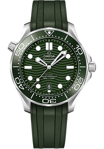 Omega Seamaster Diver 300M 42-210.32.42.20.10.001 (Green Rubber Strap, Wave-embossed Green Dot Index Dial, Rotating Green Ceramic Bezel)