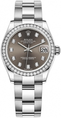 Rolex Datejust 31-278384RBR (Oystersteel Oyster Bracelet, Gold Diamond-set Dark-grey Dial, Diamond Bezel)