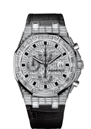 Audemars Piguet Royal Oak Offshore 42-26473BC.ZZ.D114CR.01 (Black Alligator Leather Strap, Baguette-cut Onyx Markers, Baguette-cut Diamond-paved Dial, Baguette-cut Diamond-set Bezel)