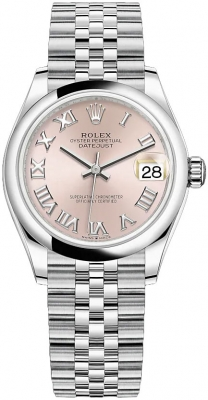 Rolex Datejust 31-278240 (Oystersteel Jubilee Bracelet, Pink Roman Dial, Domed Bezel)
