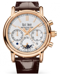 Patek Philippe Grand Complications 40-5204R-001 (Shiny-brown Alligator Leather Strap, Silvery Opaline Index Dial, Smooth Bezel) (5204R-001)