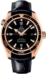 Omega Seamaster Planet Ocean 600M 42-222.63.42.20.01.001 (Black Alligator Leather Strap, Black Arabic/Index Dial, Rotating Black Ceramic Bezel) (Omega 222.63.42.20.01.001)