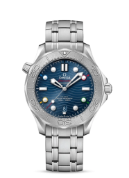 Omega Seamaster Diver 300M 42-522.30.42.20.03.001 (Stainless Steel Bracelet, Wave-embossed Blue Dot Index Dial, Rotating Titanium Bezel) (Omega 522.30.42.20.03.001)