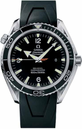 Omega Seamaster Planet Ocean 600M 45.5-2907.50.91 (Black Ridged Rubber Strap, Black Arabic/Index Dial, Rotating Black Ceramic Bezel) (Omega 2907.50.91)