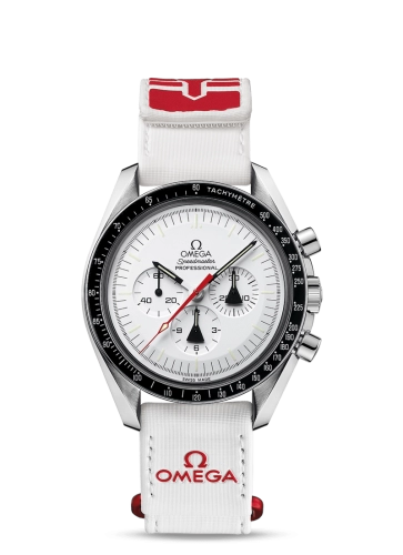 Omega Speedmaster Moonwatch 42-311.32.42.30.04.001 (White Leather Strap, Matte-white Index Dial, Black Tachymeter Bezel)