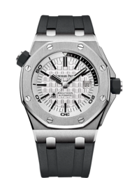 Audemars Piguet Royal Oak Offshore 42-15710ST.OO.A002CA.02 (Black Rubber Strap, Méga Tapisserie Silver-toned Index Dial, Stainless Steel Smooth Bezel) (15710ST.OO.A002CA.02)