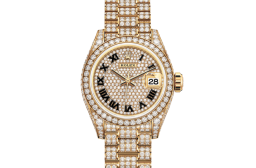 Rolex Lady-Datejust 28-279458RBR (Yellow Gold Diamond-set President Bracelet, Diamond-paved Roman Dial, Diamond Bezel) (m279458RBR-0001)