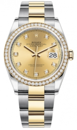 Rolex Datejust 36-126283RBR (Yellow Rolesor Oyster Bracelet, Gold Diamond-set Champagne Dial, Diamond Bezel) (m126283rbr-0004)