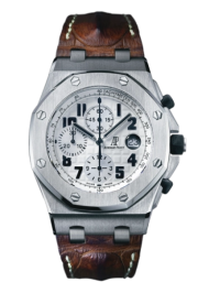 Audemars Piguet Royal Oak OffShore 42-26170ST.OO.D091CR.01 (Brown Alligator Leather Strap, Méga Tapisserie Silver-toned Arabic Dial, Stainless Steel Smooth Bezel) (26170ST.OO.D091CR.01)