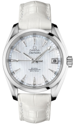 Omega Seamaster Aqua Terra 150M 38.5-231.13.39.21.55.001 (White Alligator Leather Strap, Vertical-teak White MOP Index Dial, Stainless Steel Bezel) (Omega 231.13.39.21.55.001)