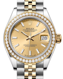 Rolex Lady-Datejust 28-279383RBR (Yellow Rolesor Jubilee Bracelet, Champagne Index Dial, Diamond Bezel) (m279383rbr-0001)