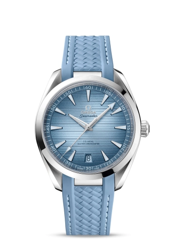 Omega Seamaster Aqua Terra 150M 41-220.12.41.21.03.008 (Structured Blue Rubber Strap, Horizontal-teak Blue Index Dial, Stainless Steel Bezel)