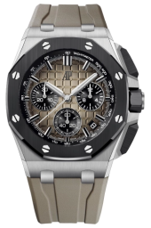 Audemars Piguet Royal Oak Offshore 43-26420SO.OO.A600CA.01 (Light-brown Rubber Strap, Méga Tapisserie Smoked Light-brown Index Dial, Black Ceramic Smooth Bezel) (26420SO.OO.A600CA.01)