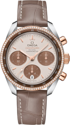 Omega Speedmaster Non-Moonwatch 38-324.28.38.50.02.002 (Taupe-brown Alligator Leather Strap, Brown & Cappuccino Index Dial, Brown Tachymeter Diamond-set Bezel) (Omega 324.28.38.50.02.002)