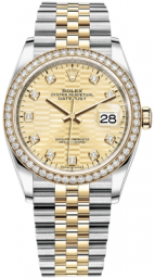 Rolex Datejust 36-126283RBR (Yellow Rolesor Jubilee Bracelet, Gold Diamond-set Golden Fluted Dial, Diamond Bezel) (m126283rbr-0031)