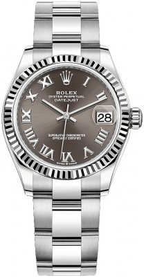 Rolex Datejust 31-278274 (Oystersteel Oyster Bracelet, Dark-grey Roman Dial, Fluted Bezel)