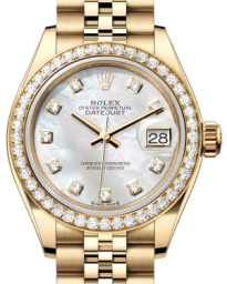 Rolex Lady-Datejust 28-279138RBR (Yellow Gold Jubilee Bracelet, Gold Diamond-set White MOP Dial, Diamond Bezel) (m279138rbr-0016)