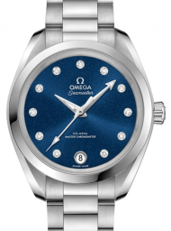 Omega Seamaster Aqua Terra 150M 34-220.10.34.20.53.001 (Stainless Steel Bracelet, Blue Sunburst Diamond Index Dial, Stainless Steel Bezel) (Omega 220.10.34.20.53.001)