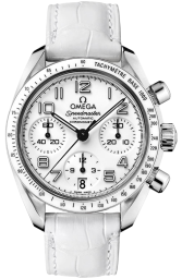 Omega Speedmaster Non-Moonwatch 38-324.33.38.40.04.001 (White Alligator Leather Strap, White Arabic Dial, White Tachymeter Bezel) (Omega 324.33.38.40.04.001)