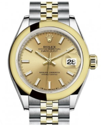 Rolex Lady-Datejust 28-279163 (Yellow Rolesor Jubilee Bracelet, Champagne Index Dial, Domed Bezel) (m279163-0001)