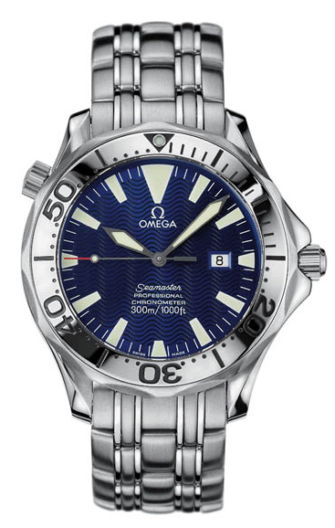 Omega Seamaster Diver 300M 41-2055.80.00 (Stainless Steel Bracelet, Wave-embossed Blue Index Dial, Rotating Stainless Steel Bezel)