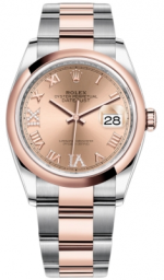 Rolex Datejust 36-126201 (Everose Rolesor Oyster Bracelet, VI IX Gold Diamond-set Rosé Dial, Domed Bezel) (m126201-0028)