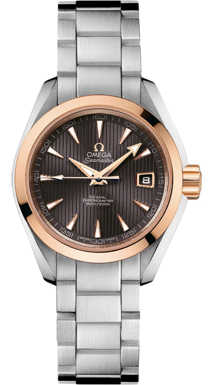 Omega Seamaster Aqua Terra 150M 30-231.20.30.20.06.003 (Stainless Steel Bracelet, Vertical-teak Grey Index Dial, Red Gold Bezel)