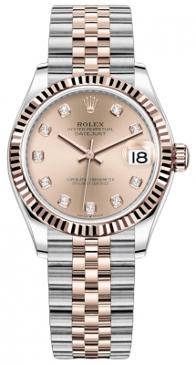 Rolex Datejust 31-278271 (Everose Rolesor Jubilee Bracelet, Gold Diamond-set Rosé Dial, Fluted Bezel)