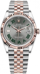 Rolex Datejust 36-126231 (Everose Rolesor Jubilee Bracelet, Slate Roman Dial, Fluted Bezel)