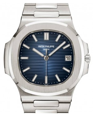 Patek Philippe Nautilus 41-5811/1G-001 (White Gold Bracelet, Blue Sunburst Black-gradient Rim Index Dial, White Gold Smooth Bezel)