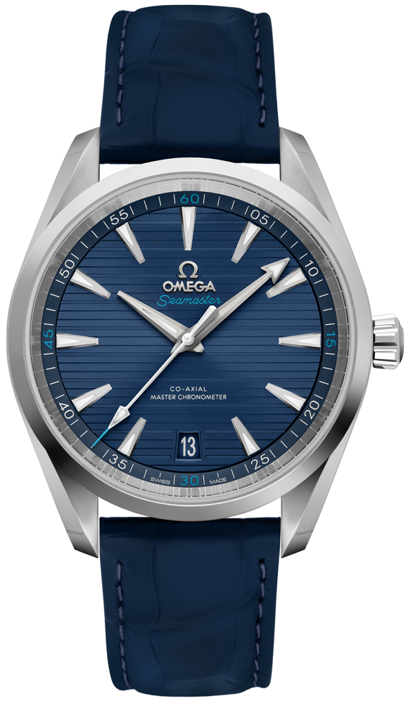 Omega Seamaster Aqua Terra 150M 41-220.13.41.21.03.001 (Blue Alligator Leather Strap, Horizontal-teak Blue Index Dial, Stainless Steel Bezel)