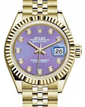 Rolex Lady-Datejust 28-279178 (Yellow Gold Jubilee Bracelet, Gold Diamond-set Lavender Dial, Fluted Bezel)