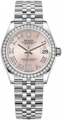 Rolex Datejust 31-278384RBR (Oystersteel Jubilee Bracelet, VI Diamond-set Pink Dial, Diamond Bezel)