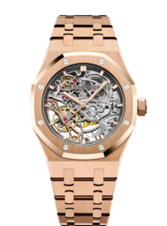 Audemars Piguet Royal Oak 37-15467OR.OO.1256OR.01 (Pink Gold Bracelet, Rhodium-toned Openworked Index Dial, Pink Gold Smooth Bezel) (15467OR.OO.1256OR.01)