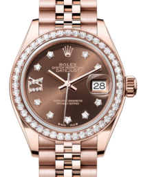 Rolex Lady-Datejust 28-279135RBR (Everose Gold Jubilee Bracelet, Gold Diamond IX-set Chocolate Dial, Diamond Bezel) (m279135rbr-0002)