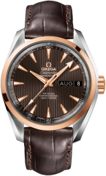 Omega Seamaster Aqua Terra 150M 38.5-231.23.39.22.06.001 (Brown Alligator Leather Strap, Vertical-teak Grey Index Dial, Red Gold Bezel) (Omega 231.23.39.22.06.001)