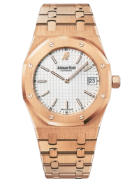 Audemars Piguet Royal Oak 39-15202OR.OO.0944OR.01 (Pink Gold Bracelet, Grande Tapisserie Silver-toned Index Dial, Pink Gold Smooth Bezel) (15202OR.OO.0944OR.01)